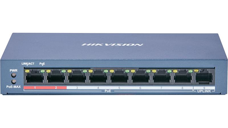 DS-3E0109P-E/M(B) - Switch 8 Puertos PoE + 1UPLINK - 10/100 - 60W - Hikvision | Teletex