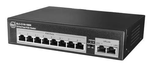 GLC-C110-100W - Switch 8 Ports PoE 10/100 + 2 Port 10/100 Uplink - GLC | Teletex
