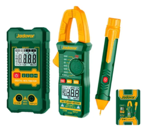JDDM94011 – KIT DE PRUEBA ELECTRICA 3 EN 1 – 1 pinza amperimétrica digital + 1 multímetro digital + 1 detector de voltaje | Teletex