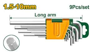 JDHK1291 – Kit de 9 Llaves Allen Brazo Largo – Tamaños: 1.5, 2, 2.5, 3, 4, 5, 6, 8, 10 – Jadever | Teletex