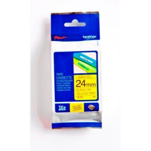TZE651 – Cinta Laminada Brother Letra Negra – Fondo Amarillo de 24MM | Teletex